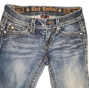 Rock Revival Distressed Blue Skinny Jeans Size 27×31